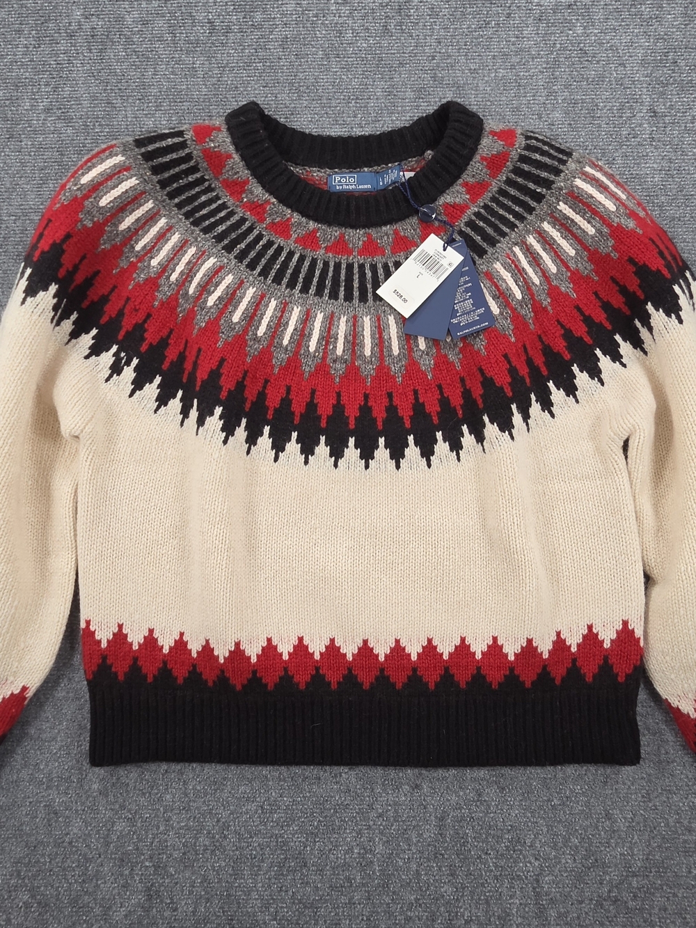 NWT Polo Ralph Lauren Fair Isle Sweater Wool Cashmere Women's Size Large $528